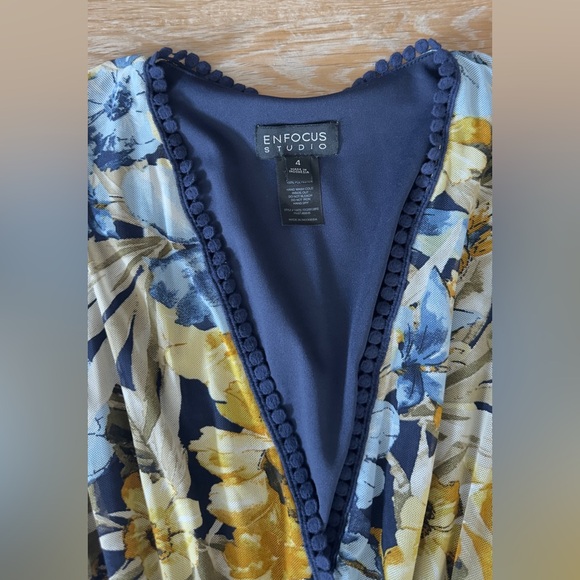 Enfocus Studio Floral Dress with Blue Accents size 4 - Picture 7 of 7